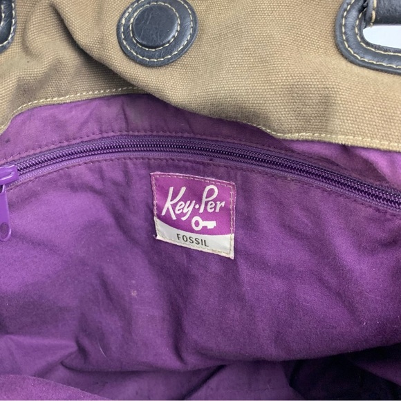 Fossil Quilted Floral Canvas Key Per Shoulder Purse - Picture 14 of 15